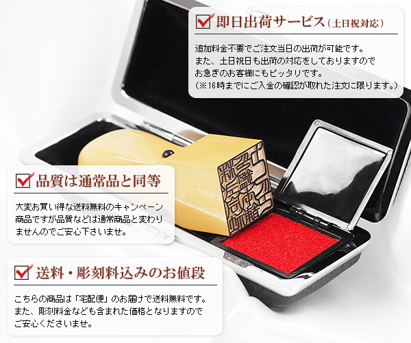 法人角印ケースセット・柘・角天丸 or 角寸胴/21mm or 18mm + ネオクロームもみ革ケース付き・商品イメージ1